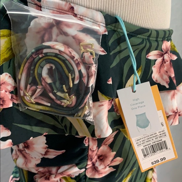 Strapless One Piece Swimsuit - Palm Floral - Picture 10 of 13